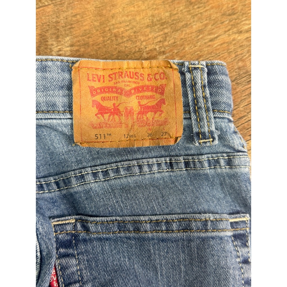 Levis 511 Slim Fit Kids Jeans Size 12 Reg Blue Denim Adjustable Waist 511TM